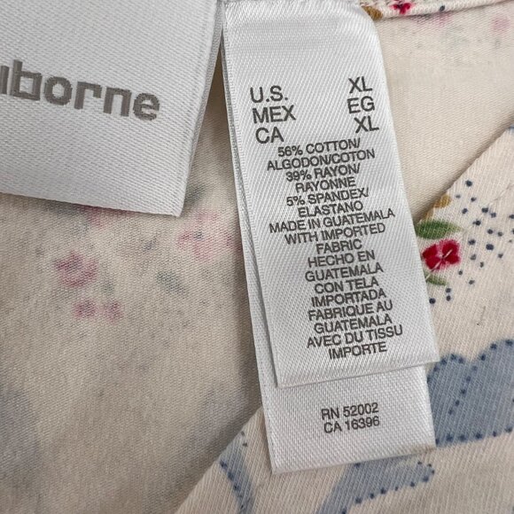 Liz Claiborne Women's Floral Patterned V-Neck Top XL Short Sleeve Vintage 90s - Picture 4 of 7